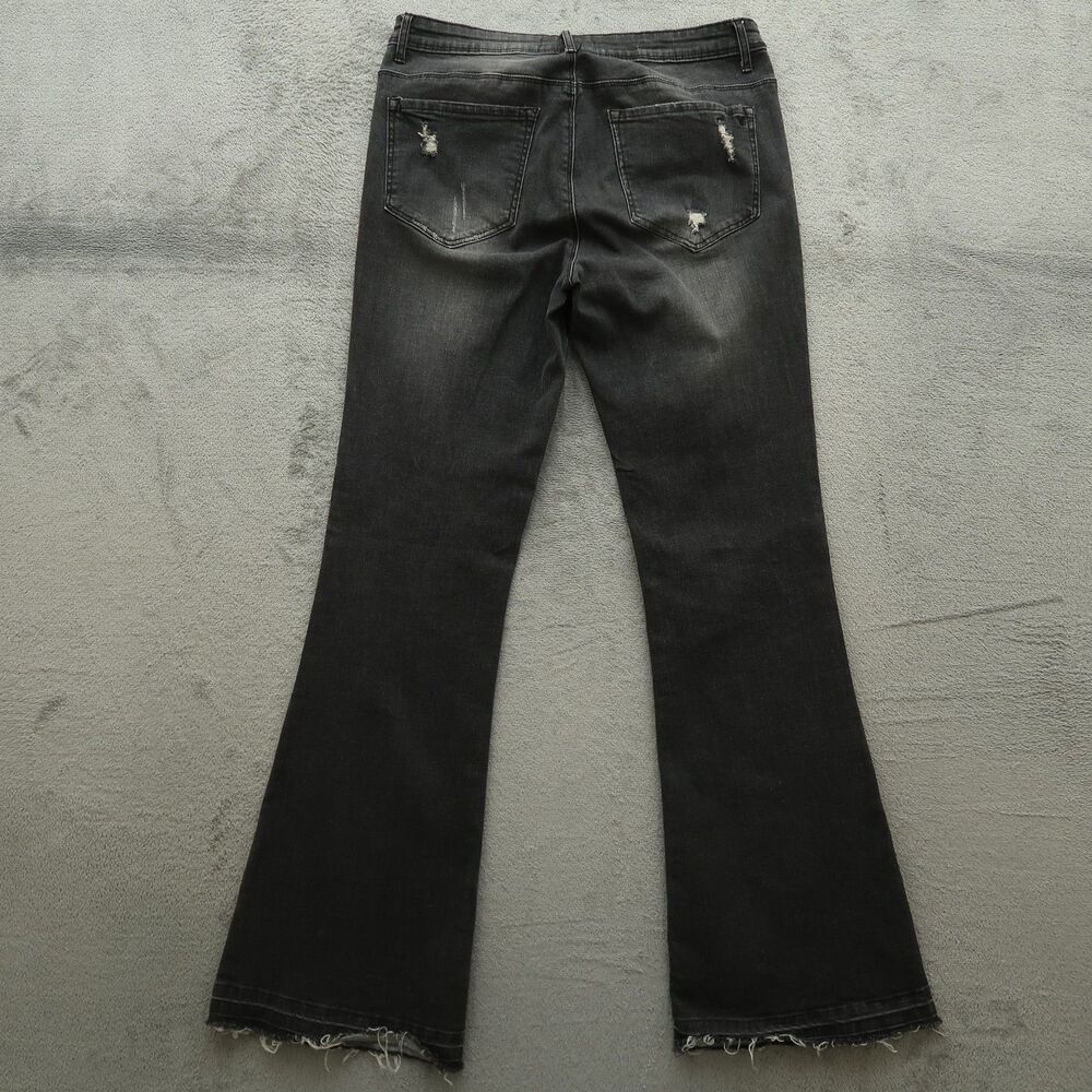 Tractr Jeans Women's Size 31 Gray Mid-Rise Flare Denim 34" Inseam Distressed - Picture 13 of 16